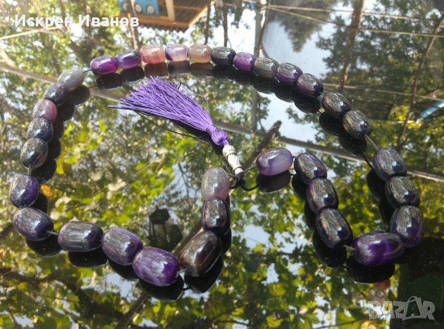 Броеница Ахат Лилав, снимка 5 - Арт сувенири - 41515963