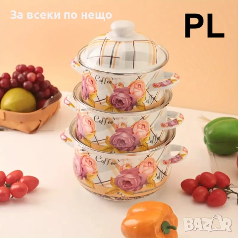 Промо 1+1 – 3 емайлирани тенджери 16/18/20см + 3 дълбоки емайлирани тави Voltz 26/28/30см Код P1942, снимка 5 - Съдове за готвене - 53731880