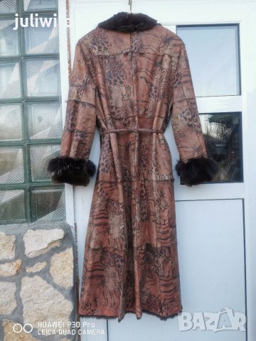 Кожено палто, естествена кожа с косъм, уникат,50%промо, снимка 4 - Палта, манта - 39206820