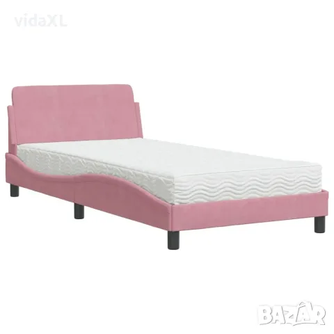 vidaXL Легло с матрак Dover, розово, 100x200 см, кадифе（SKU: 3208356）