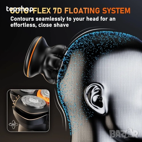 Нова самобръсначки Maxgroom 7 глави за мъже, 7D водоустойчива с подобрено гъвкаво острие, дълъг ..., снимка 3 - Тримери - 52077478