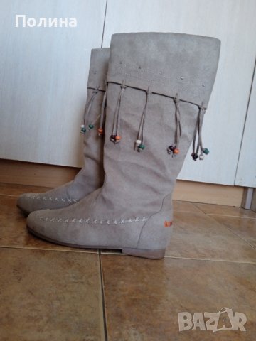 Пролетно-есенни дамски велурени ботуши, снимка 2 - Дамски ботуши - 42480573