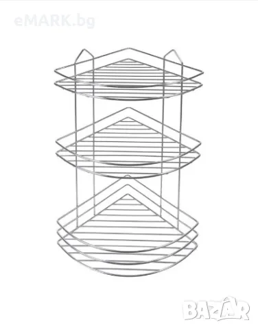 Ъглова етажерка за баня за монтаж на стена от метал в сив цвят, снимка 1