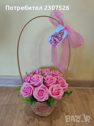 Кошница с рози, снимка 10 - Подаръци за жени - 49093412