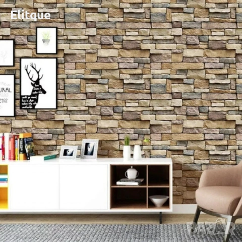 Самозалепващ 3D тапет с тухлен ефект – PVC, водоустойчив и шумоизолиращ, 300 x 35 см, снимка 6 - Декорация за дома - 53562504