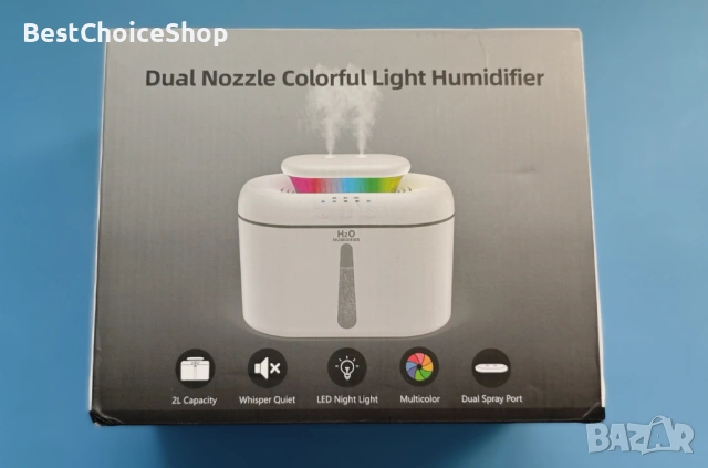 2L Овлажнител с таймер и нощна лампа, двойна дюза – Идеален за домашна употреба, снимка 6 - Други стоки за дома - 53850423