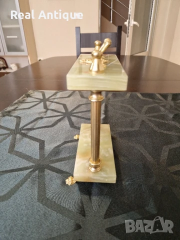 Страхотна антикварна белгийска стойка за джобен часовник бронз оникс , снимка 6 - Антикварни и старинни предмети - 50894861