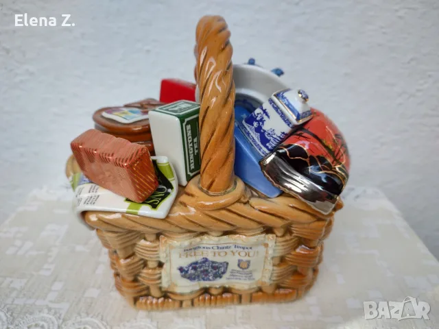 Голям колекционерски чайник Monty Basket кошница, снимка 6 - Винтидж декорации за дома - 56137626