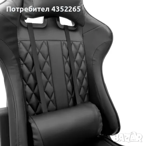 Геймърски стол с прибираща се подложка за крака и функция за масаж - черен, снимка 4 - Други стоки за дома - 55925213