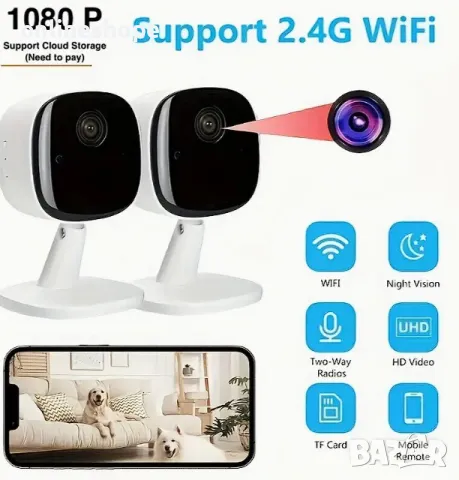 1080P HD WiFi Охранителна Камера с Нощно Виждане 360 Панорамен Изглед, снимка 5 - IP камери - 48620342