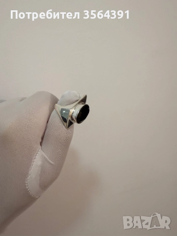 Сребърен пръстен с черен оникс, снимка 5 - Пръстени - 52745439