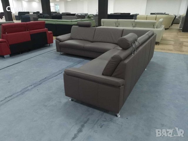 Кожен ъглов диван с ф-я сън цвят Мока "Vito Spring", снимка 3 - Дивани и мека мебел - 39331004