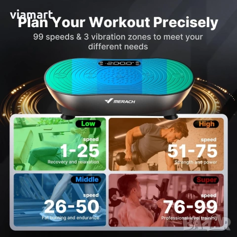 Вибро платформа MERACH V33 Black, Вибрираща платформа за отслабване, снимка 12 - Други спортове - 53464285