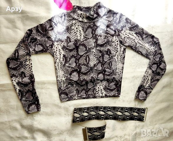Дамски сет блуза и колан, снимка 1 - Блузи с дълъг ръкав и пуловери - 41909094