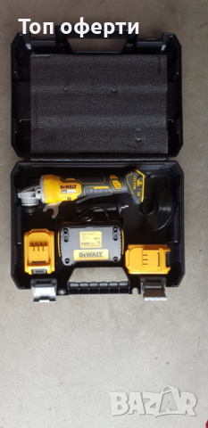 Акумулаторен ъглошлайф DeWALT 24V 5,0 Ah + 2 батерии и зарядно +5 диска за метал, снимка 3 - Други инструменти - 36333350
