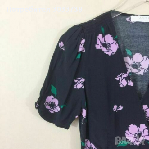 Нова ASTR the Label Блузка Топ на Цветя с Къс Ръкав Размер XS, снимка 4 - Корсети, бюстиета, топове - 36176856