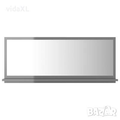 vidaXL Огледало за баня, сив гланц, 90x10,5x37 см, ПДЧ(SKU:804588, снимка 1