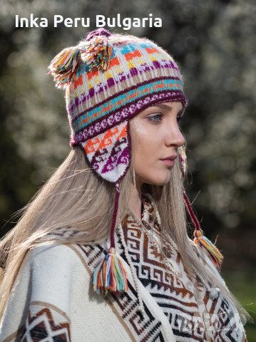 Автентична перуанска шапка модел Куско от вълна на алпака, снимка 2 - Шапки - 40190203