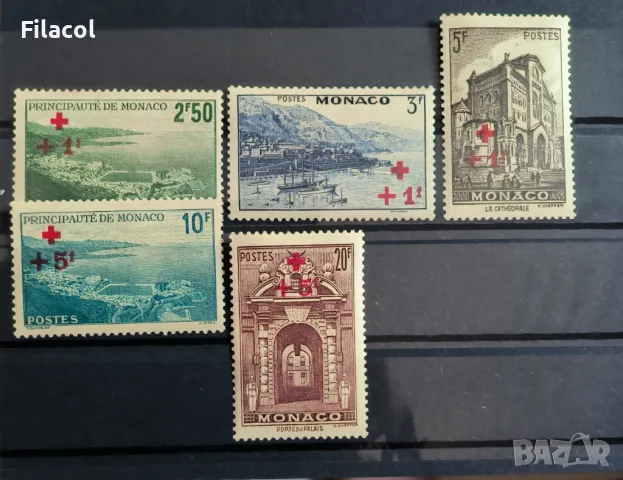 Монако 1940 г. Червен кръст пълна серия MNH, снимка 4 - Филателия - 50177165