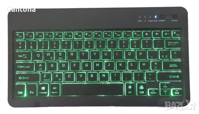Безжична Bluetooth клавиатура с 7 цветна подсветка, акумулаторна батерия, метална основа