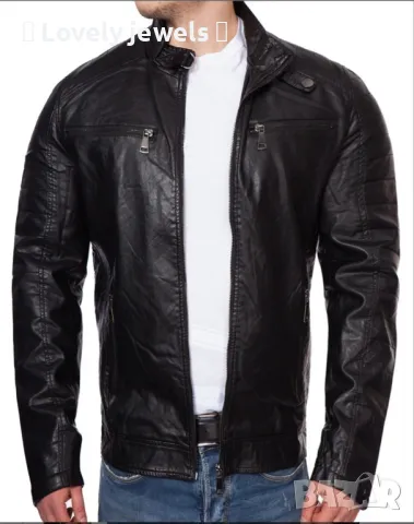 Мъжко черно  кожено яке , снимка 2 - Якета - 50236143