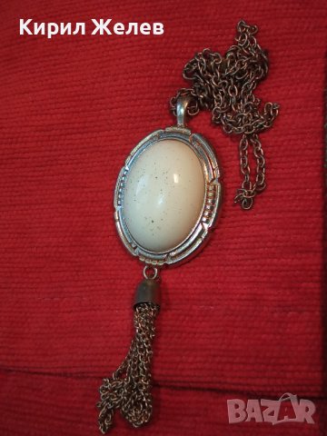 РЕТРО ВИНТИДЖ АРТ НУВО СТИЛ КОЛИЕ МЕДАЛЬОН ЗЛАТИСТО БИЖУ 33971, снимка 4 - Колиета, медальони, синджири - 35193762