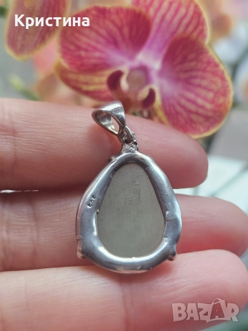 Сребърни висулки с естествени камъни, снимка 6 - Колиета, медальони, синджири - 52913844