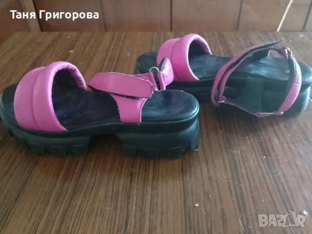 Цикламени/ цвят фуксия дамски сандали естествена кожа , снимка 4 - Сандали - 55738874