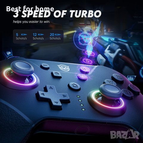 Контролер NYXI Switch Pro, контролери за безжичен превключвател с LED светлина, турбо контролер , снимка 3 - Джойстици и геймпадове - 40518089