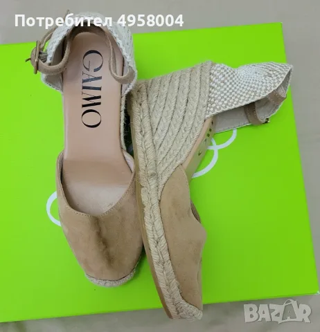 Дамски еспадрили Gaimo, велур, бежови, размер 38, снимка 3 - Сандали - 56207942