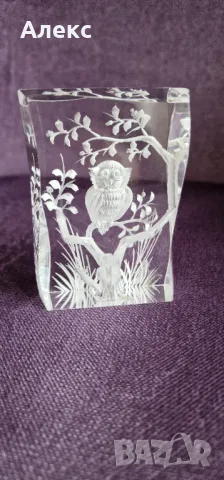 Изящно триизмерно преспапие– Бухал.