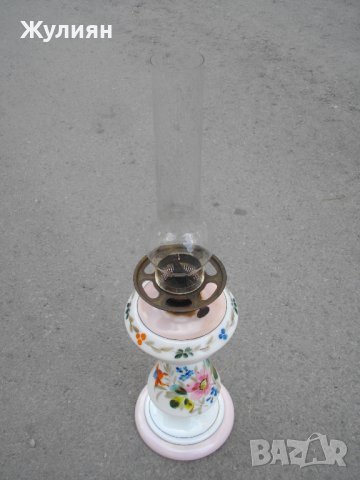  СТАРА РЪЧНО РИСУВАНА ГАЗЕНА ЛАМПА, снимка 3 - Антикварни и старинни предмети - 42203785