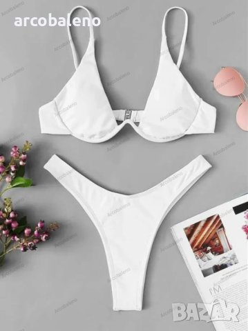 Секси бикини едноцветен бански костюм с банели, 13цвята, снимка 9 - Бански костюми - 44281773