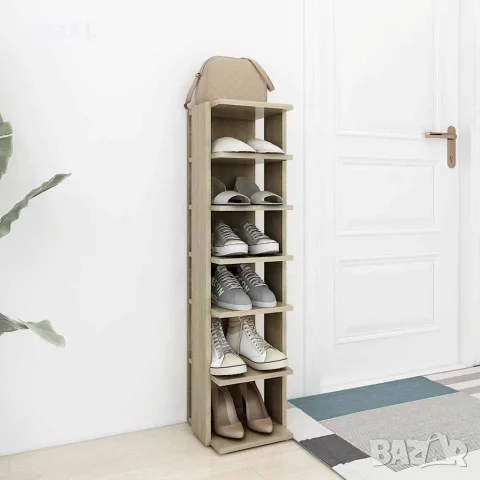 vidaXL Шкаф за обувки, дъб сонома, 27,5x27x102 см, инженерно дърво, снимка 3 - Шкафове - 56147845