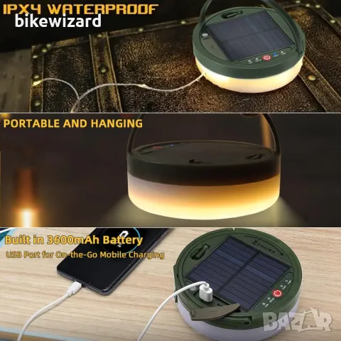 Външно водоустойчиво преносимо прибиращо се осветление - 32,8 фута 2 в 1 слънчеви къмпинг светлини , снимка 1