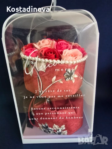 Букет от сапунени рози , снимка 3 - Декорация за дома - 53713260