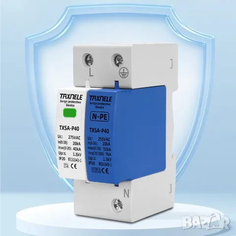 AC SPD 1P+NPE 275V 40kA T1+T2 защита от пренапрежение, снимка 6 - Друга електроника - 56005496