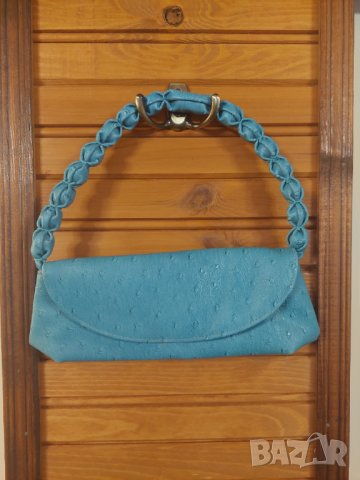 Малка синя кожена чанта, снимка 1 - Чанти - 40185041