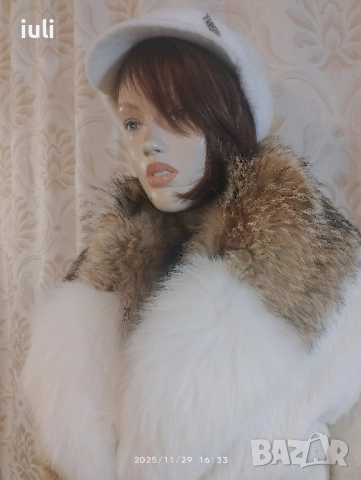 черен петък патенце естествен косъм. ръкавите се свалят и може да се носи като елек , снимка 3 - Палта, манта - 52358675