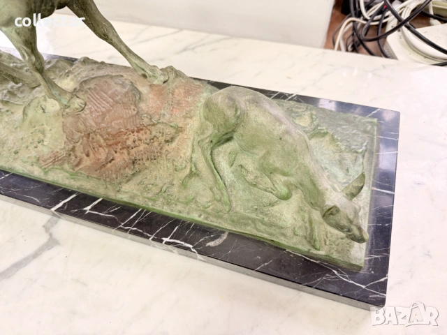 Бронзова композиция / скулптура на елен с кошути. №7814, снимка 5 - Антикварни и старинни предмети - 53042419