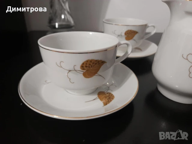 Стар  ретро български порцелан комплект за чай, снимка 2 - Сервизи - 50868704