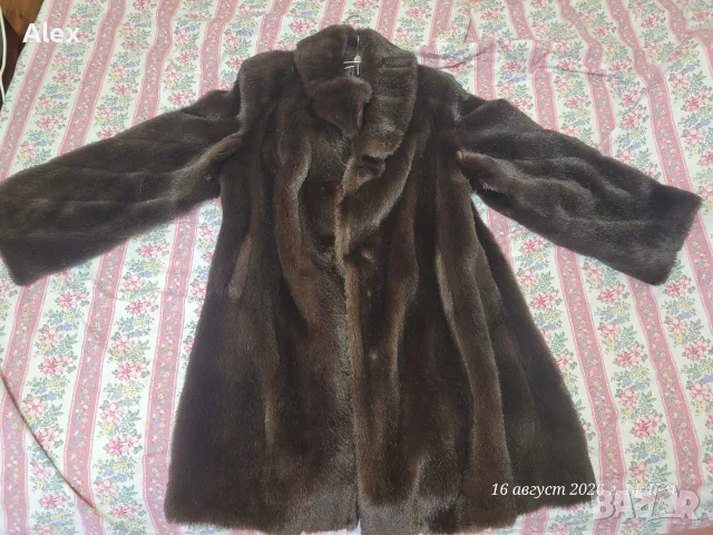дамско палто от изкуствена кожа с косъм в тъмнокафяв (шоколадов) цвят, снимка 2 - Палта, манта - 56075714