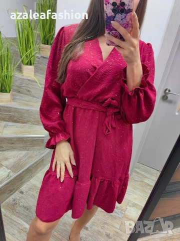 Червена рокля с блясък, снимка 6 - Рокли - 52771443