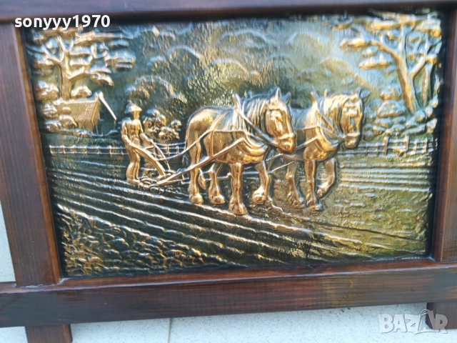 КАРТИНА-54Х40СМ-КОНЕ/ОРАН 1010251635, снимка 6 - Антикварни и старинни предмети - 52010720
