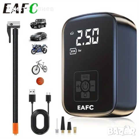 Електрическа безжична помпа Безжичен Преносим Компресор за Гуми с Вградена Батерия