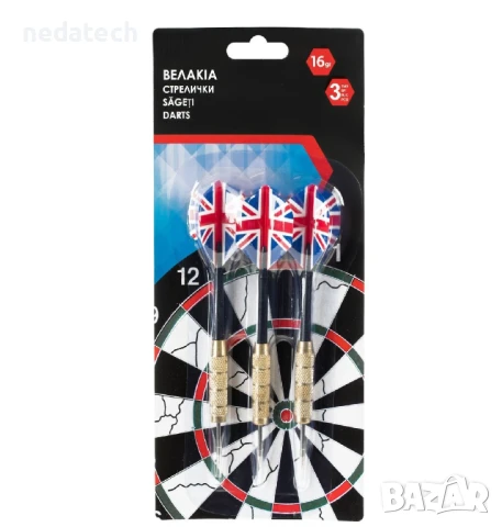Стрелички за дартс с английското знаме, 3 бр.