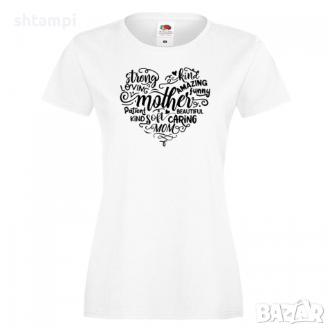Дамска тениска Heart Mother Words 1,Празник на Майката,Подарък,Изненада,Рожден Ден, снимка 2 - Тениски - 36294780