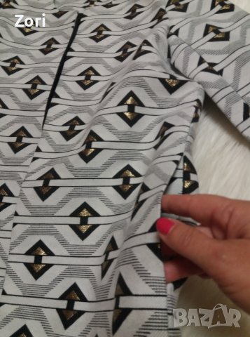 РАЗКОШНО удължено сако в черно--бели-златисти фигури и 3/4 дължина на ръкава, снимка 6 - Сака - 42603605