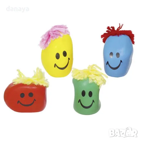 5647 Антистрес играчка за стискане и мачкане Балон лице с косичка, снимка 3 - Плюшени играчки - 48714948