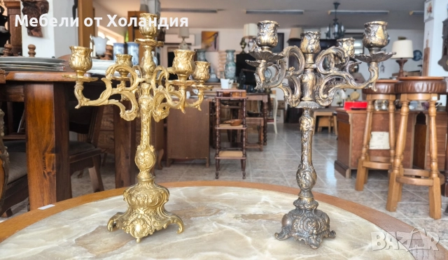 Бронзови свещници за 5 свещи, снимка 2 - Антикварни и старинни предмети - 52390028
